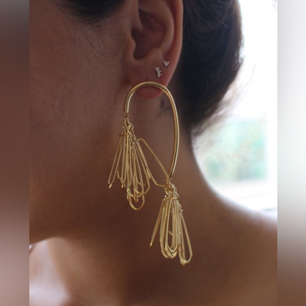 Unique 18k gold plated over stainless steel flower unique earrings
